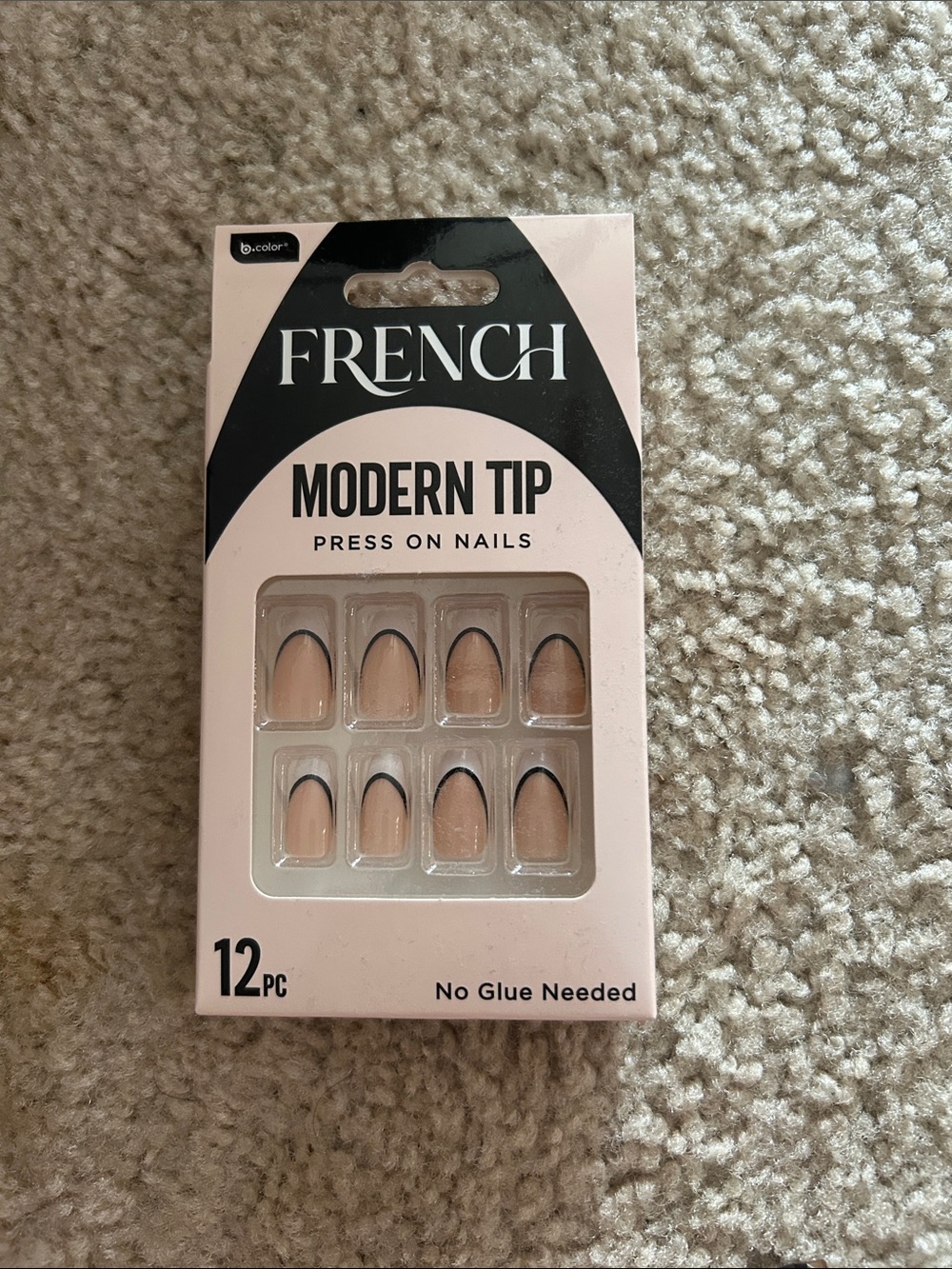 Frenchi Modern Tip Press-On Nails - Nude Base with Black Tips